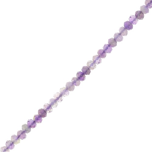 Perles rondelles aplaties facettées 3.5x2.5 mm en pierre gemme  - Amethyste x39cm