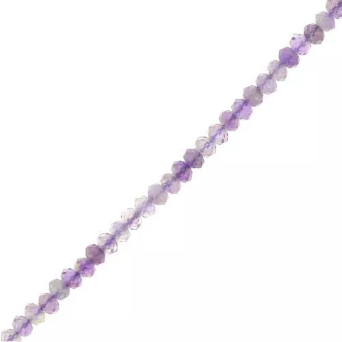 Perles rondelles aplaties facettées 3.5x2.5 mm en pierre gemme - Amethyste x39cm