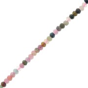 Perles rondelles aplaties facettées 3x2 mm en pierre gemme  - Tourmaline x39cm|raw }}