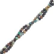 Perles rondelles aplaties facettées 3x2 mm en pierre gemme  - Turquoise x39cm