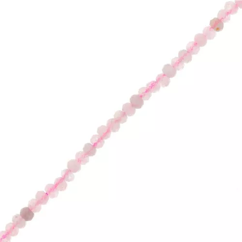 Perles rondelles aplaties facettées 3x2 mm en pierre gemme  - Morganite x39cm