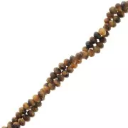 Perles rondelles aplaties facettées 3x2 mm en pierre gemme - Oeil de tigre x39cm