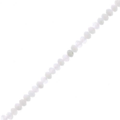 Perles rondelles aplaties facettées 3x2 mm en pierre gemme  - Pierre de lune x39cm