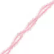 Perles rondelles aplaties facettées 3x2 mm en pierre gemme - Quartz rose x39cm