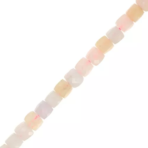 Perles cube facetté 5x5 mm en pierre gemme - Morganite x10