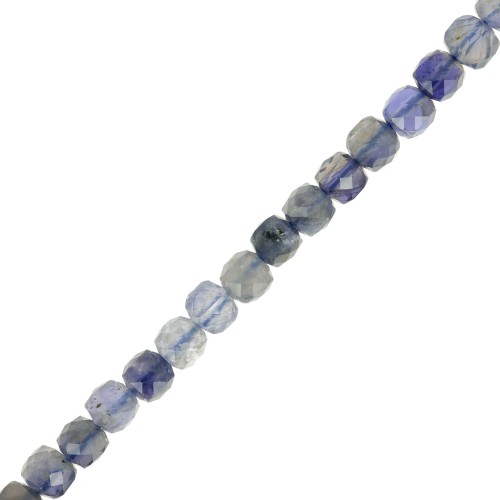 Perles cube facetté 4x4 mm en pierre gemme - Iolite x10