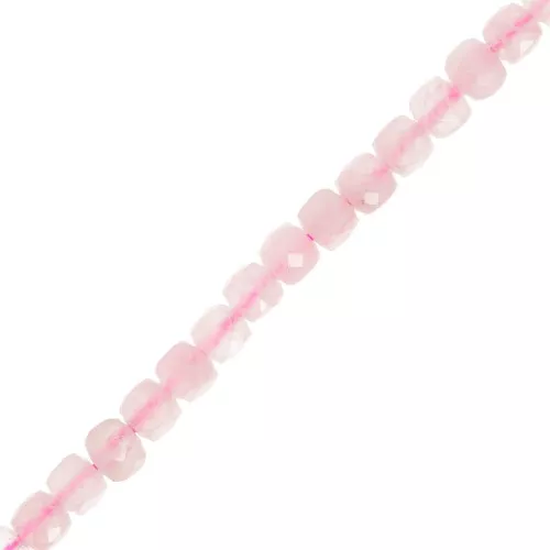 Perles cube facetté 4x4 mm en pierre gemme - Quartz rose x10
