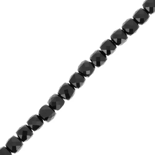 Perles cube facetté 4.5x4.5 mm en pierre gemme - Agate noire x10