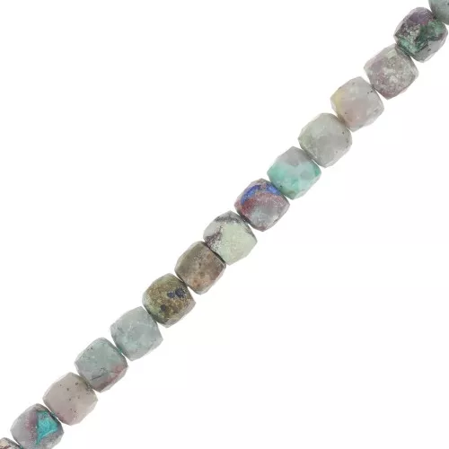 Perles cube facetté 4x4 mm en pierre gemme - Chrysocolle x10