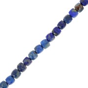 Perles cube facetté 4x4 mm en pierre gemme - Lapis lazuli x10