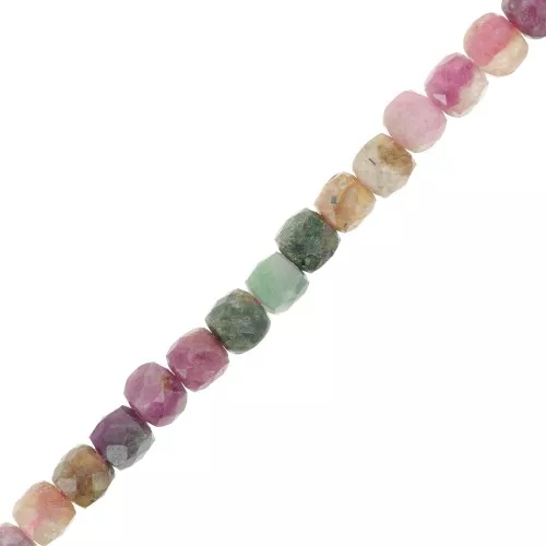 Perles cube facetté 4x4 mm en pierre gemme - Tourmaline x10