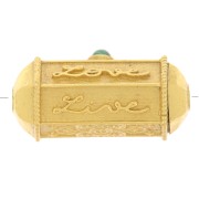 Perle cylindre exclu Perles&Co - imitation gemme 25x12 mm Doré Or fin - Malachite