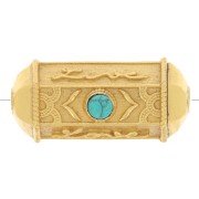 Perle cylindre exclu Perles&Co - imitation gemme 25x12 mm Doré Or fin - Turquoise