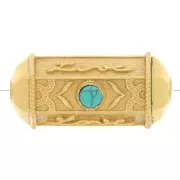 Perle cylindre exclu Perles&Co - imitation gemme 25x12 mm Doré Or fin - Turquoise