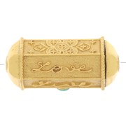 Perle cylindre exclu Perles&Co - imitation gemme 25x12 mm Doré Or fin - Turquoise