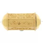 Perle cylindre exclu Perles&Co - imitation gemme 25x12 mm Doré Or fin - Turquoise