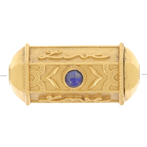 Perle cylindre exclu Perles&Co - pierre gemme 25x12 mm Doré Or fin - Lapis lazuli