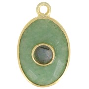 Pendentif ovale facetté 18x11 mm - Doré à l'or fin - Aventurine - Labradorite|raw }}