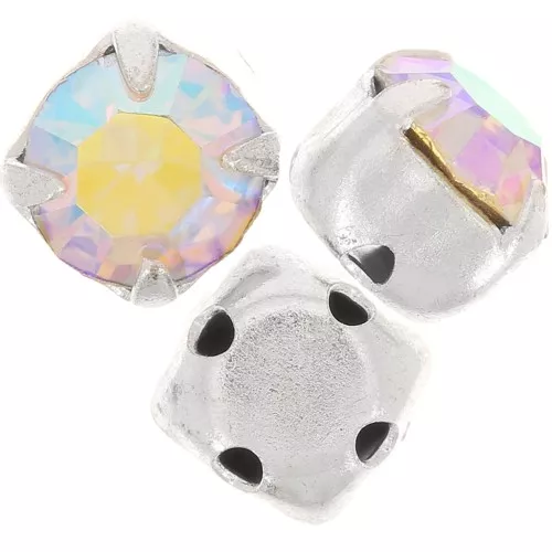 Chatons montés 6 mm Crystal AB x5