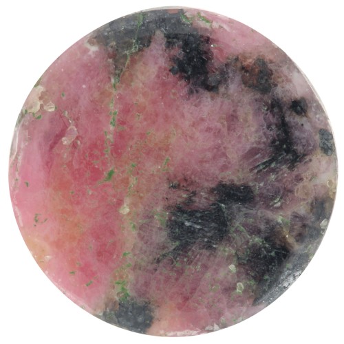 Cabochon plat rond - palet - 12 mm en pierre gemme - Rhodonite x1