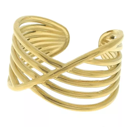 Bague large multirangs - réglable - Acier inoxydable 304 Doré x1