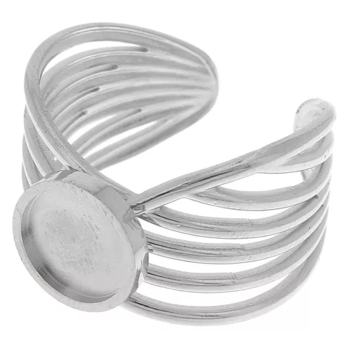 Bague large multirangs - réglable - pour cabochon fond plat 8 mm - Acier inoxydable 304 x1