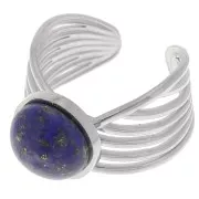 Bague large multirangs - réglable - pour cabochon fond plat 10 mm - Acier inoxydable 304 x1