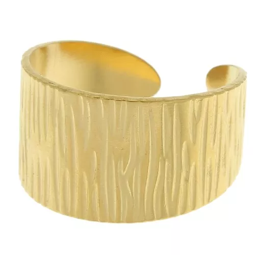 Bague large striée réglable - Acier inoxydable 304 Doré x1