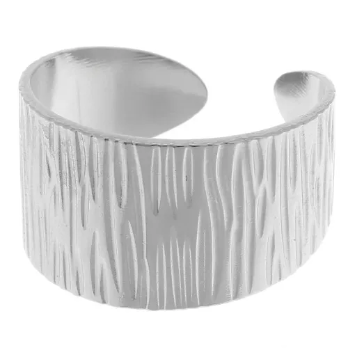 Bague large striée réglable - Acier inoxydable 304 x1