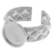 Bague texturée réglable pour cabochon fond plat 10 mm - Acier inoxydable 304 x1