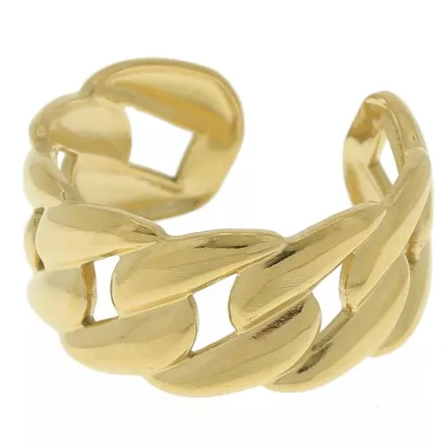 Bague large gros maillons - réglable - Acier inoxydable 304 Doré x1