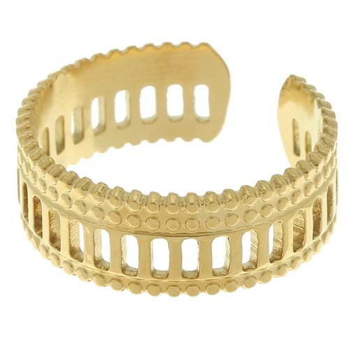 Bague fantaisie - ajourée effet dentelle - Acier inoxydable 304 Doré x1