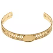 Bracelet ajouré effet dentelle - réglable 12x155 mm - cabochon 14x10 mm - Acier inox 304 Doré