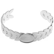 Bracelet jonc feuille de laurier réglable 15x160 mm pour cabochon 18x13 mm - Acier inox 304