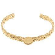 Bracelet jonc tressé réglable 8x160 mm pour cabochon 10 mm - Acier inox 304 Doré