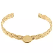 Bracelet jonc tressé réglable 8x160 mm pour cabochon 10 mm - Acier inox 304 Doré