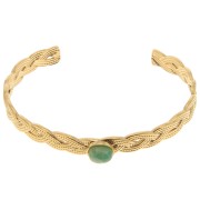 Bracelet jonc tressé réglable 8x160 mm pour cabochon 8x6 mm - Acier inox 304 Doré