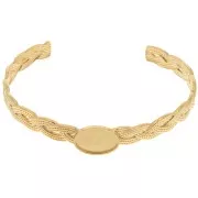 Bracelet jonc tressé réglable 8x160mm pour cabochon 14x10 mm - Acier inox 304 Doré