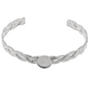 Bracelet jonc tressé réglable 8x160 mm pour cabochon 10 mm - Acier inox 304