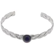 Bracelet jonc tressé réglable 8x160 mm pour cabochon 10 mm - Acier inox 304