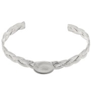 Bracelet jonc tressé réglable 8x160mm pour cabochon 14x10 mm - Acier inox 304