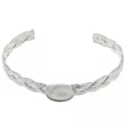 Bracelet jonc tressé réglable 8x160mm pour cabochon 14x10 mm - Acier inox 304