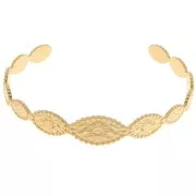 Bracelet jonc ovale motif soleil - réglable 12x155 mm Acier inoxydable 304 Doré x1