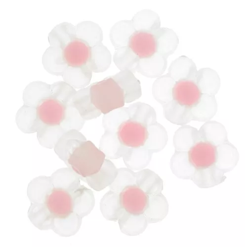 Perles fleurs 12.5 mm - Transparent - Rose Pastel x10