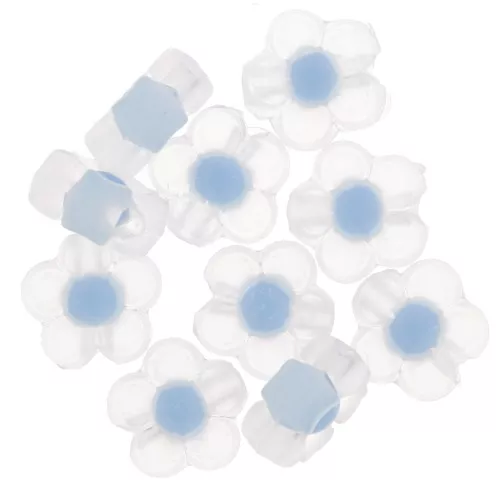 Perles fleurs 12.5 mm - Transparent - Bleu Pastel x10
