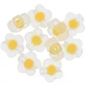 Perles fleurs 12.5 mm - Transparent - Jaune clair x10