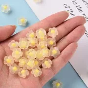 Perles fleurs 12.5 mm - Transparent - Jaune clair x10