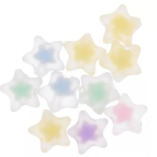 Assortiment de perles étoile 11 mm - Transparent - Multicolore Pastel x10