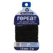 Cordon tressé RePEaT en polyester recyclé 1 mm - Noir x5m|raw }}