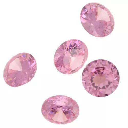 Cabochon rond en Oxyde de Zirconium 8 mm - Rose clair x1